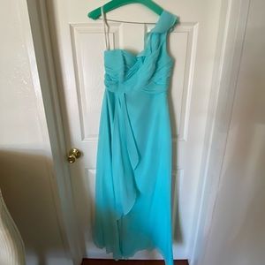 David’s Bridal Aqua One-Strap Bridesmaid Dress